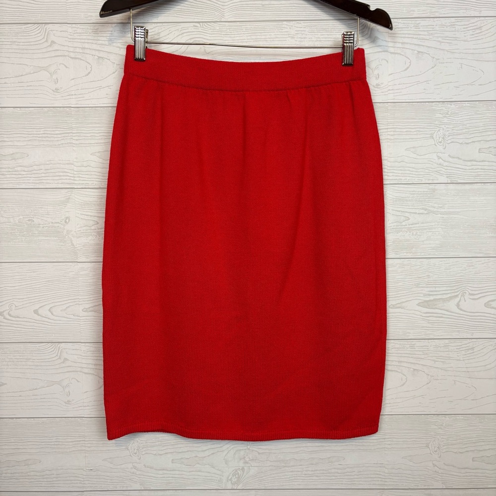 St. John Red Santana Knit Skirt Size 10